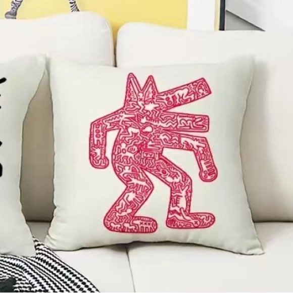 Keith Haring “Dancing Dog” artistic print pillowcase - Picture 1 of 6